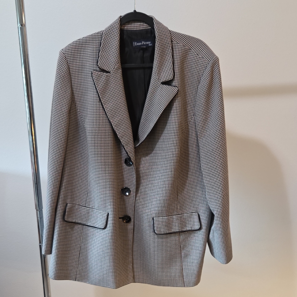 Ladies Evan Picone Monochrome Checkered Blazer